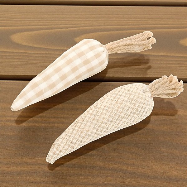 Enfeite Decorativo de Páscoa - Cenoura Off White e Bege - 4x4x20cm - 2 unidades - Cromus - Rizzo