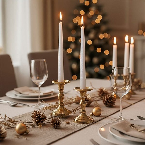 Vela Banquete - Branca Perolada - 25cm - 2 unidades - Cromus - Rizzo