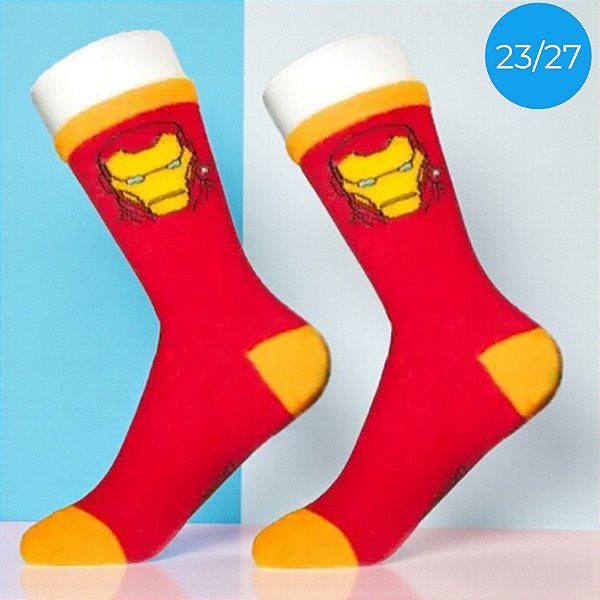 Meia Infantil Cano Médio - Homem de Ferro - Vingadores - 23/27 - 1 unidade - Disney Original - Rizzo