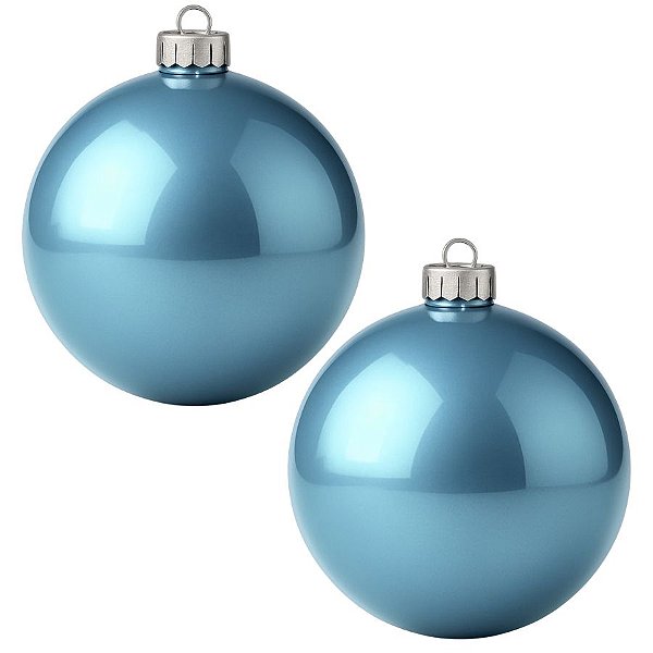 Bolas De Natal - Perolada Azul Claro - 12cm - 2 unidades - Rizzo