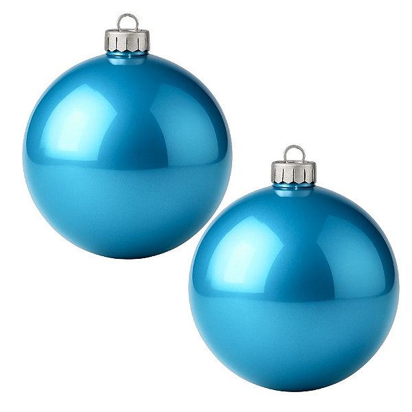 Bolas De Natal - Lisa Azul Claro - 12cm - 2 unidades - Rizzo