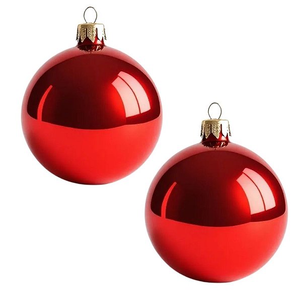 Bolas De Natal - Lisa Vermelha - 12cm - 2 unidades - Rizzo