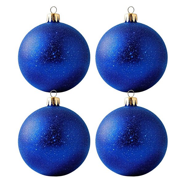 Bolas De Natal - Glitter Azul Escuro - 4 unidades - Rizzo