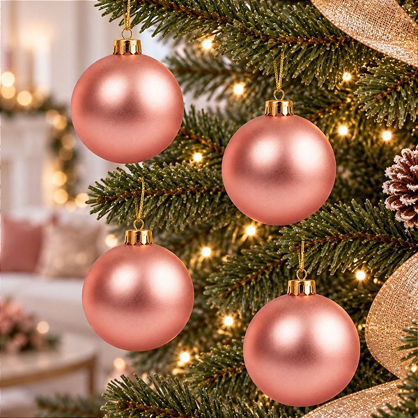 Bolas De Natal - Fosca Rose - 4 unidades - Rizzo