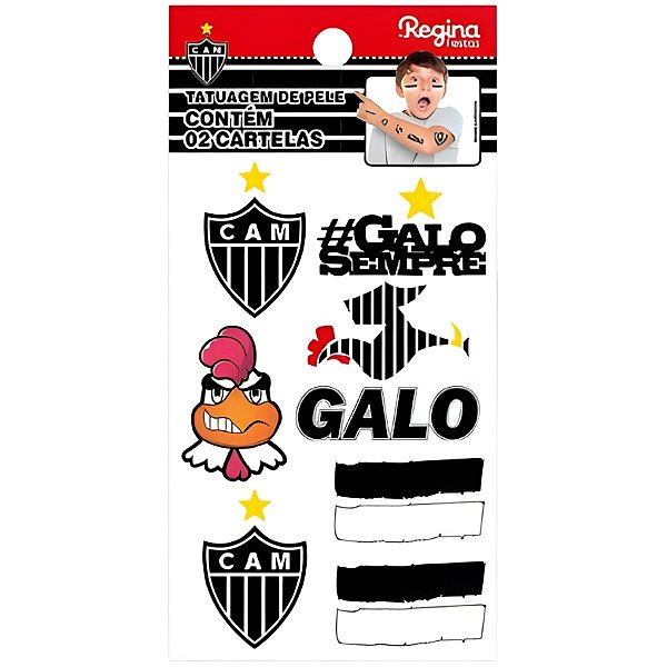 Tatuagem Temporária Para Pele - Atlético Mineiro - 14 unidades - Regina - Rizzo