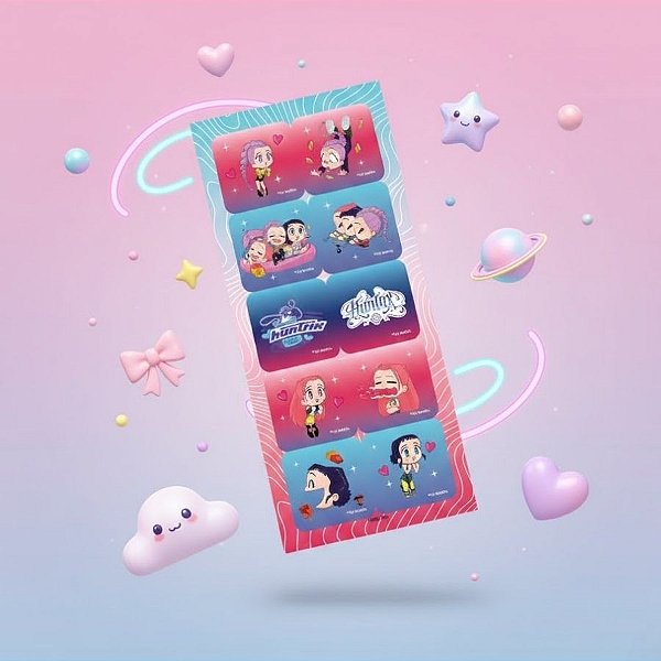 Adesivo Quadrado - Guerreiras do K-pop - 4cm - 30 unidades - Festcolor - Rizzo