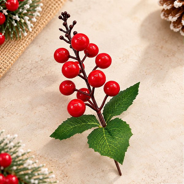 Pick Decorativo de Natal - Galho com Azevinho - 19x6cm - 1 unidade - Rizzo