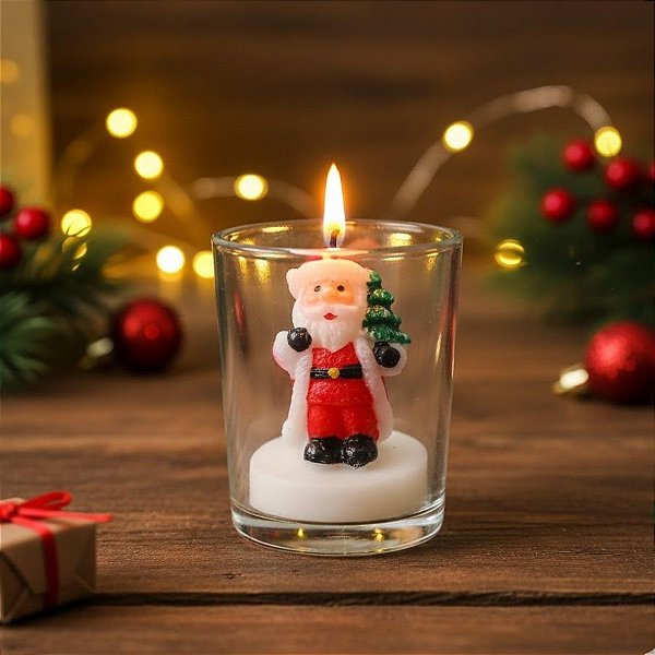Vela Decorativa de Natal - Papai Noel Árvore - 6x5cm - 1 unidade - Rizzo