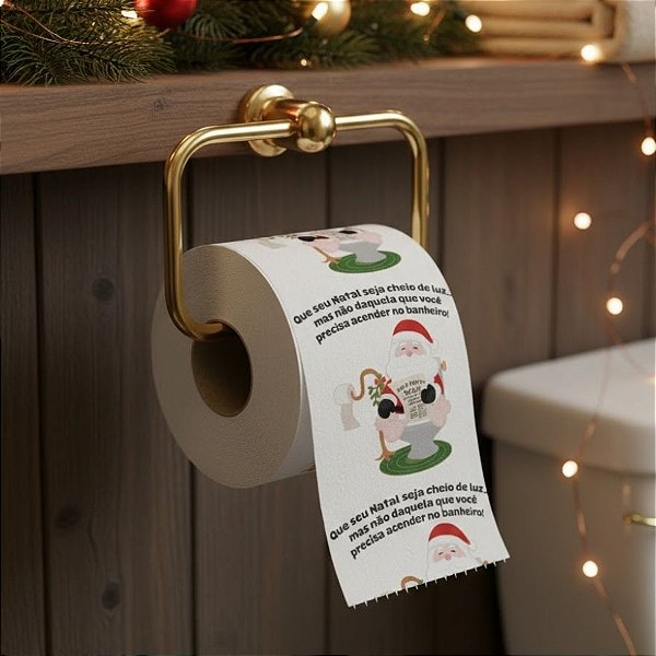 Papel Higiênico de Natal - Papai Neol na Privada - 20m  - 1 unidade - Rizzo
