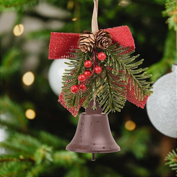 Enfeite Para Pendurar de Natal - Sino Bronze - 14x23x6,5cm - 1 unidade - Cromus - Rizzo