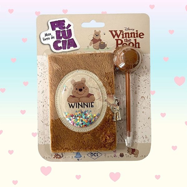 Meu Livro de Pelúcia Com Cadeado - Ursinho Pooh - 10x15cm - 1 unidade - Disney Original - Rizzo