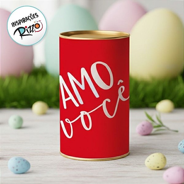 Lata Rigida para Ovos de 350g - Amo Você - 10x18cm - 1 unidade - Cromus - Rizzo