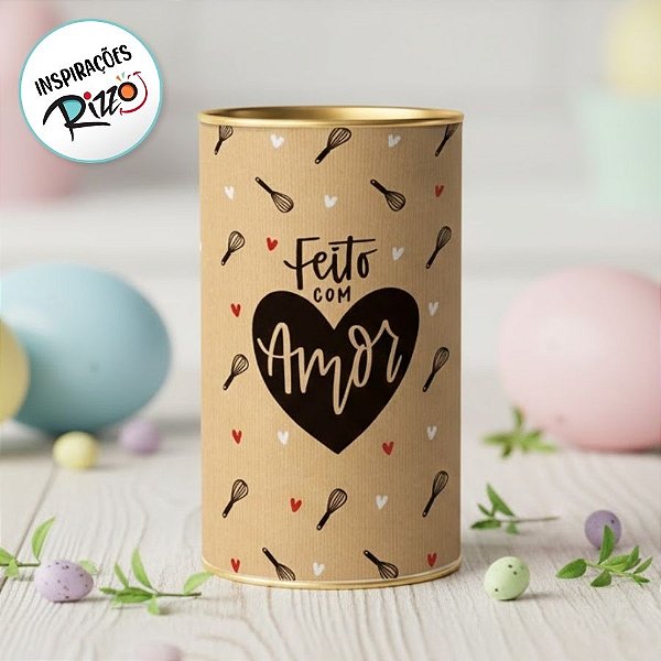 Lata Rigida para Ovos de 350g - Feito com Amor - 10x18cm - 1 unidade - Cromus - Rizzo