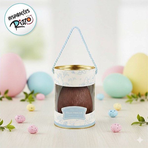 Lata Rigida com Visor e Alça para Ovos de 350g - Clássico Francês Azul - 10x18cm - 1 unidade - Cromus - Rizzo