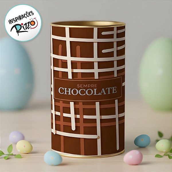 Lata Rigida para Ovos de 500g - Sempre Chocolate - 12,5x22cm - 1 unidade - Cromus - Rizzo