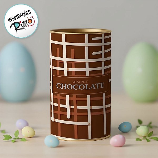 Lata Rigida para Ovos de 350g - Sempre Chocolate - 10x18cm - 1 unidade - Cromus - Rizzo