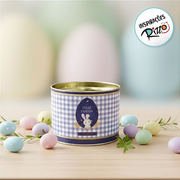 Lata Rigida para Doces e Bombons - Contos de Páscoa - Azul - 10x7cm - 1 unidade - Cromus - Rizzo