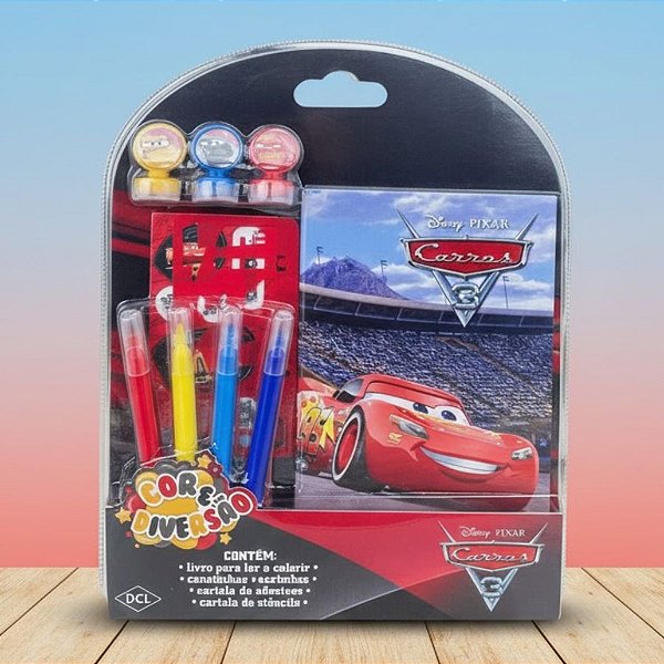 Kit Para Colorir Com Canetinha e Estêncil - Carros - 10 Itens - 1 unidade - Disney Original - Rizzo