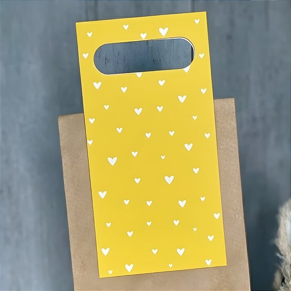 Alça Decorativa Amarela com Corações - 12,8x51cm - 5 unidades - Rizzo