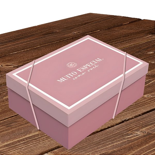 Caixa Retangular com Tampa e Elástico - Camélia - 46x33x14cm - 10 unidades - Cromus - Rizzo