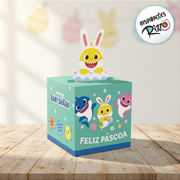 Caixa Pop Up - Baby Shark - Feliz Pascoa - P 7x7x7cm - 10 unidades - Cromus - Rizzo