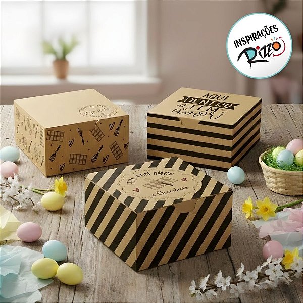 Caixa Divertida para 6 Brigadeiros - Feito com Amor - Sortido - 12x8x3,5cm - 10 unidades - Cromus - Rizzo