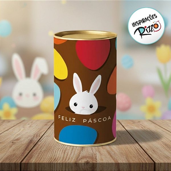 Lata Rigida para Ovos de 350g - Coelhinho Sai da Toca - Marrom - 10x18cm - 1 unidade - Cromus - Rizzo