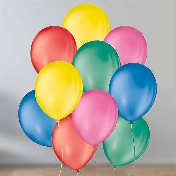 Balão de Festa Látex Liso - Sortidos - 11" 28cm - 25 unidades - São Roque - Rizzo