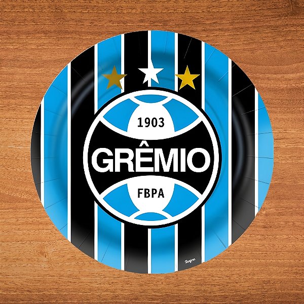 Prato de Papel Redondo - Grêmio - 18x18cm - 8 unidades - Regina - Rizzo