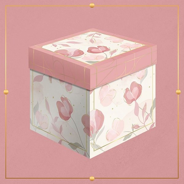 Caixa Cubo - Elegance Rose - 11x11x11cm - 5 unidades - Regina - Rizzo