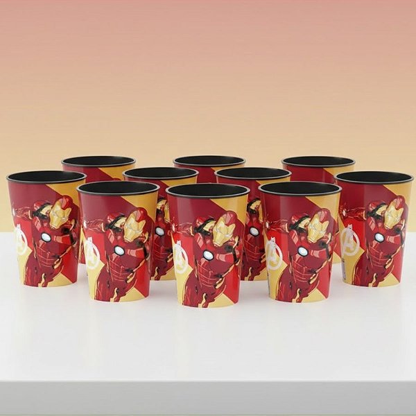 Kit 10 Copos para Lembrancinha - Homem de Ferro - 320ml - 1 unidade - Disney Original - Rizzo