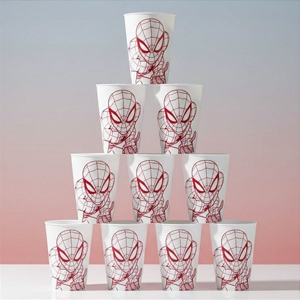 Kit 10 Copos para Lembrancinha - Homem Aranha Branco - 320ml - 1 unidade - Disney Original - Rizzo