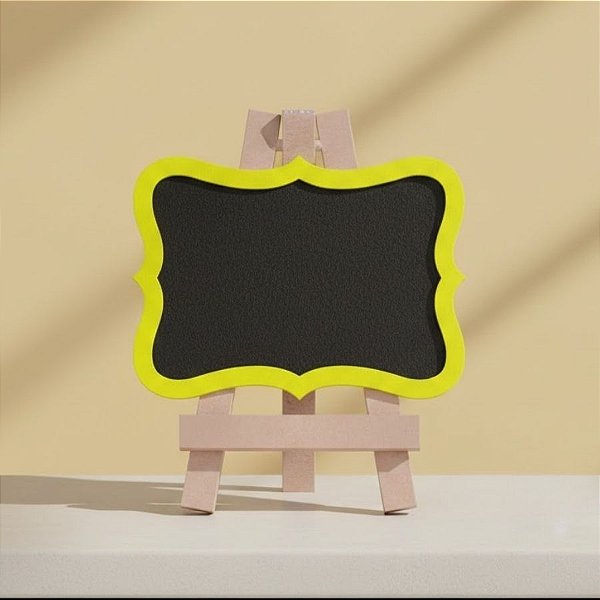 Mini Lousa Decorativa em MDF - Amarelo Neon - 18x12cm - 1 unidade - Rizzo