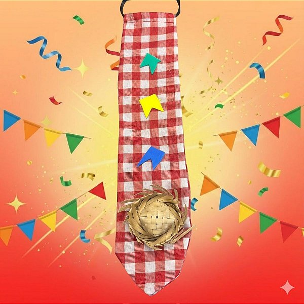 Gravata de Festa Junina - Xadrez Vermelho - 28,5cm - 1 unidade - Rizzo