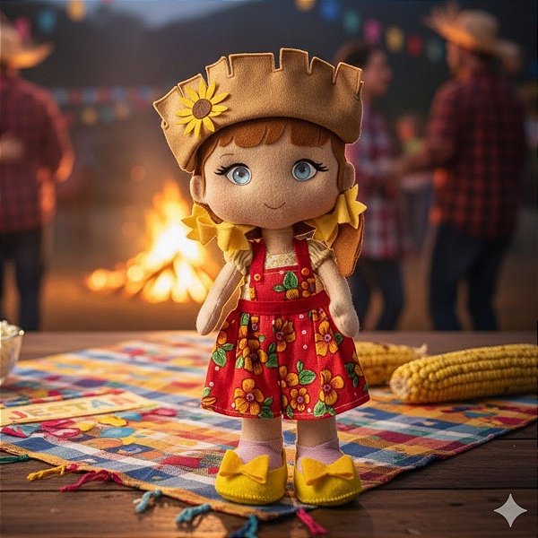 Enfeite Decorativo de Festa Junina - Capirinha Vestido Vermelho - 32cm - 1 unidade - Rizzo