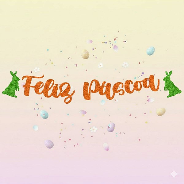 Faixa Decorativa - Feliz Páscoa - Laranja e Verde - 250x13cm - 1 unidade - Cromus - Rizzo