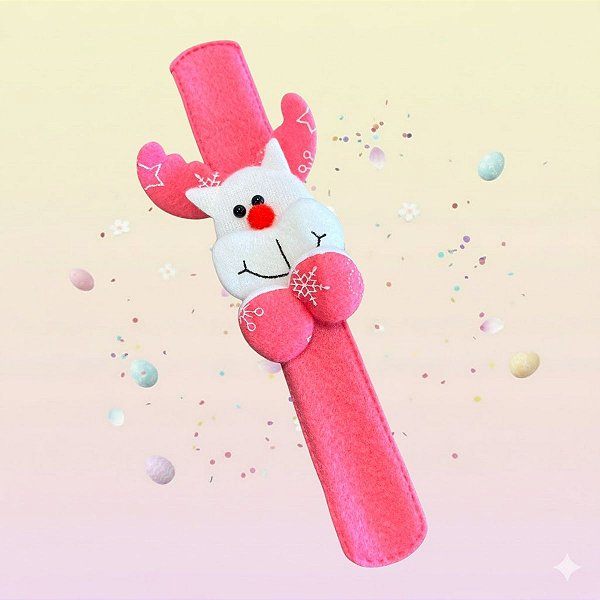 Pulseira de Natal - Bate Enrola Rena Rosa - 3x25cm - 1 unidade - Rizzo