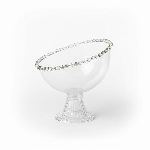 Taça Inclinada Esfera Acrílica Durável Redonda - Transparente - 18x16x17cm - 1 unidade - Rizzo