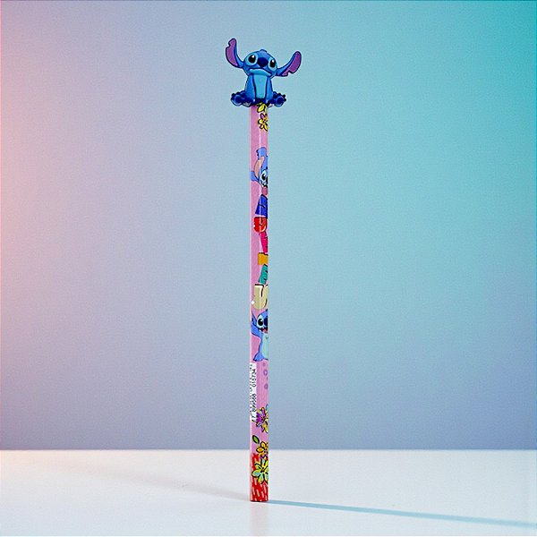 Lápis Stitch 3D - Preto HB - Rosa Médio - Disney Original - 1 unidade - Rizzo