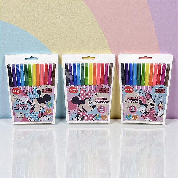 Caneta Hidrocor - Minnie Mouse - 12 Cores - Disney Original - 1 unidade - Rizzo