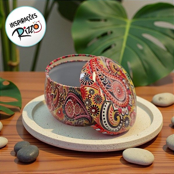Lata De Metal Estampa De Mandala - Rosa - 7x7x4cm - 130ml - 1 unidade - Rizzo