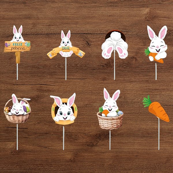 Pick Para Doces - Personagens Páscoa - 11cm - 8 unidades - Regina - Rizzo