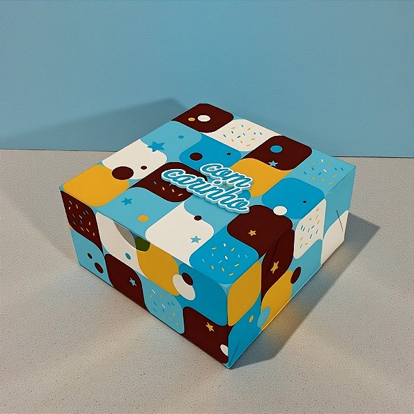 Caixa Para 4 Doces - Doçura Azul - 9x9x4,5cm - 5 unidades - Regina - Rizzo