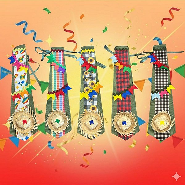 Gravata de Festa Junina - Verde Sortido - 28,5cm - 1 unidade - Rizzo