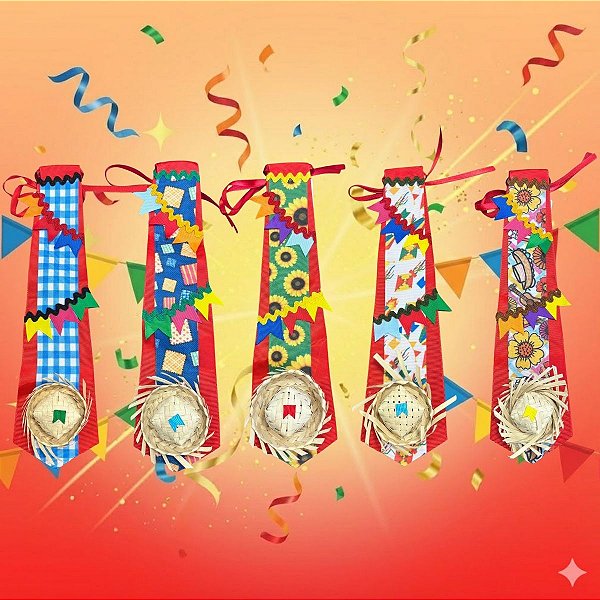 Gravata de Festa Junina - Vermelho Sortido - 28,5cm - 1 unidade - Rizzo