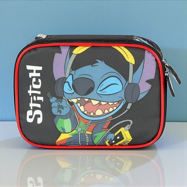 Estojo Box com Zíper - Stitch Music - 21x17cm - Disney Original - 1 unidade - Rizzo
