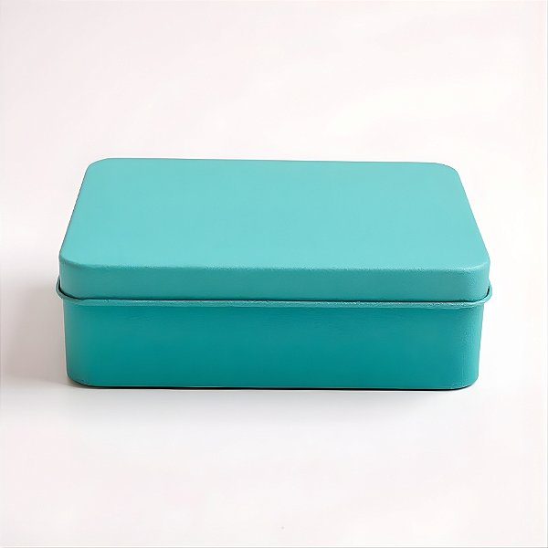 Lata de Metal Retangular - Azul - 12x9x4cm - 1 unidade - Rizzo