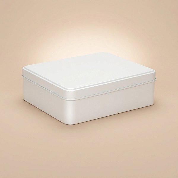 Lata de Metal Retangular - Branca - 14x10x4,5cm - 1 unidade - Rizzo