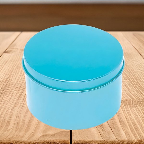 Lata de Metal Redonda - Azul - 7,5x4,5cm - 1 unidade - Rizzo