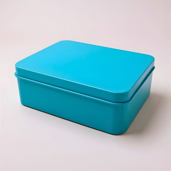 Lata de Metal Retangular - Azul - 19x12x4,5cm - 1 unidade - Rizzo